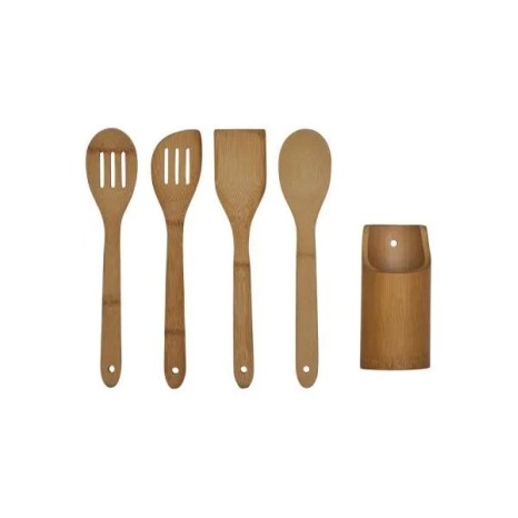 Conjunto de Utensílios em Bambu 5 Pçs Personalizado