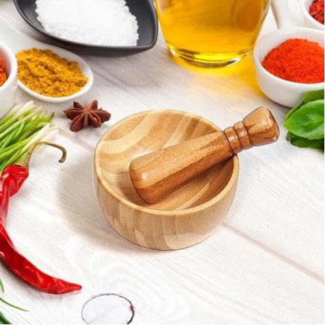 Amassador de Temperos em Bambu com Pilão de 10cm Personalizado