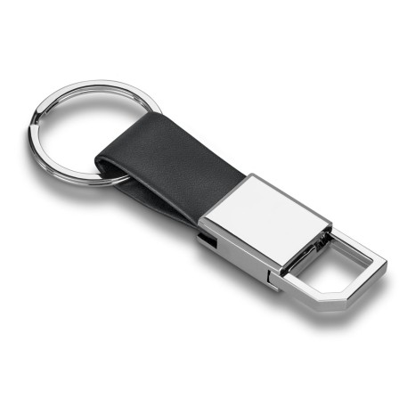 Chaveiro de Couro e Metal com Mosquetão