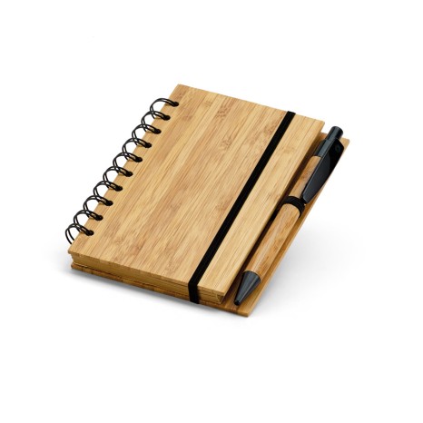 Bloco de Anotação com Capa de Bambu com Logotipo Personalizado