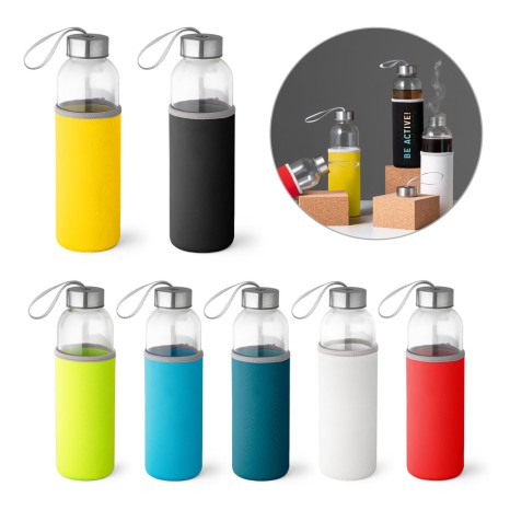 Squeeze de Vidro com Tampa de Aço Inox Personalizado