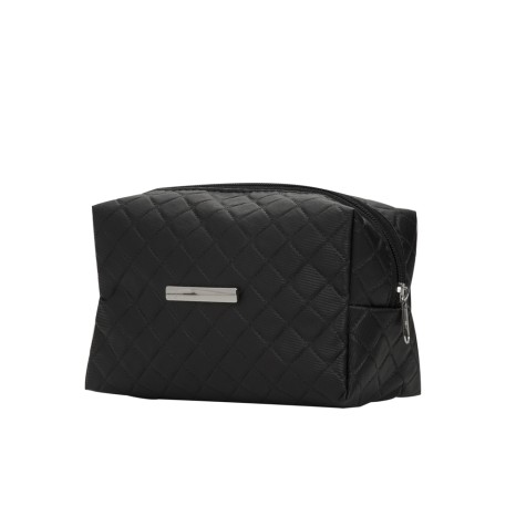 Necessaire Puff Matelassê com Detalhe Prata com Logotipo