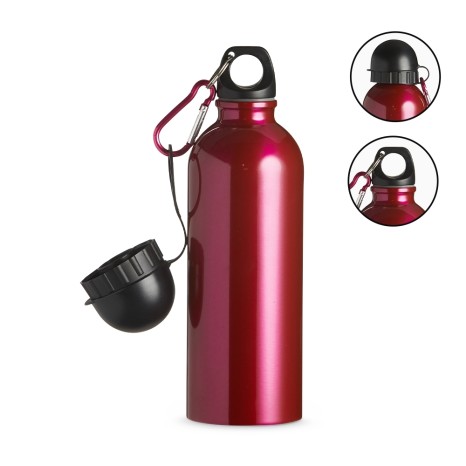 Squeeze Inox 500Ml com Bico e Mosquetão-Azul com Logotipo